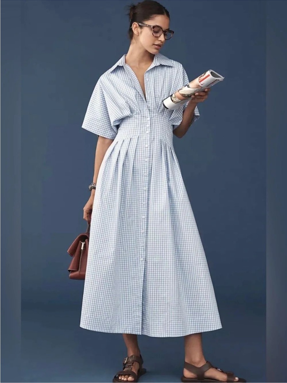 Exquise The Tobie Button Front Pleated Midi Dress